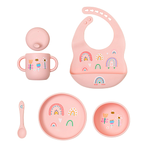 Набор силиконовой посуды LUKNO, розовый